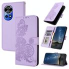 For Huawei nova 12 Pro / nova 12 Ultra Datura Flower Embossed Flip Leather Phone Case(Purple) - 1