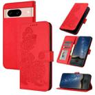 For Google Pixel 8a Datura Flower Embossed Flip Leather Phone Case(Red) - 1