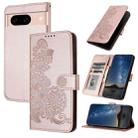 For Google Pixel 8a Datura Flower Embossed Flip Leather Phone Case(Rose Gold) - 1