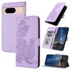 For Google Pixel 8a Datura Flower Embossed Flip Leather Phone Case(Purple) - 1