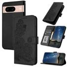 For Google Pixel 8a Datura Flower Embossed Flip Leather Phone Case(Black) - 1