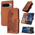 For Google Pixel 9 Datura Flower Embossed Flip Leather Phone Case(Brown) - 1