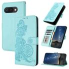 For Google Pixel 9a Datura Flower Embossed Flip Leather Phone Case(Light blue) - 1