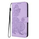 For Google Pixel 9a Datura Flower Embossed Flip Leather Phone Case(Purple) - 3