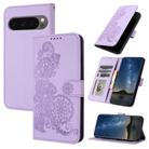 For Google Pixel 10 / Pixel 10 Pro Datura Flower Embossed Flip Leather Phone Case(Purple) - 1