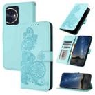 For Honor 100 Datura Flower Embossed Flip Leather Phone Case(Light blue) - 1