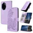 For Honor 100 Pro Datura Flower Embossed Flip Leather Phone Case(Purple) - 1