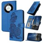 For Honor X50 / X9b Datura Flower Embossed Flip Leather Phone Case(Blue) - 1