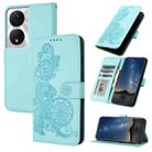 For Honor X7b Datura Flower Embossed Flip Leather Phone Case(Light blue) - 1