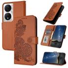 For Honor X7b Datura Flower Embossed Flip Leather Phone Case(Brown) - 1