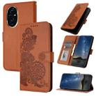 For Honor 200 Pro Datura Flower Embossed Flip Leather Phone Case(Brown) - 1