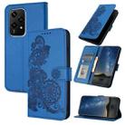 For Honor 200 Lite Global Datura Flower Embossed Flip Leather Phone Case(Blue) - 1