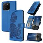 For Honor X5b / X5b Plus Global Datura Flower Embossed Flip Leather Phone Case(Blue) - 1