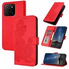 For Honor X5b / X5b Plus Global Datura Flower Embossed Flip Leather Phone Case(Red) - 1