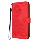 For Honor X5b / X5b Plus Global Datura Flower Embossed Flip Leather Phone Case(Red) - 3