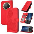 For Honor X9c Global Datura Flower Embossed Flip Leather Phone Case(Red) - 1