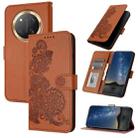 For Honor X9c Global Datura Flower Embossed Flip Leather Phone Case(Brown) - 1