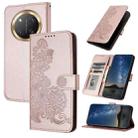 For Honor X9c Global Datura Flower Embossed Flip Leather Phone Case(Rose Gold) - 1