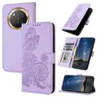 For Honor X9c Global Datura Flower Embossed Flip Leather Phone Case(Purple) - 1