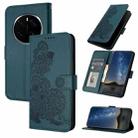 For Honor Magic7 Datura Flower Embossed Flip Leather Phone Case(Dark Green) - 1