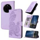 For Honor Magic7 Pro Datura Flower Embossed Flip Leather Phone Case(Purple) - 1