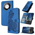 For Honor X60 / X9c Smart Datura Flower Embossed Flip Leather Phone Case(Blue) - 1