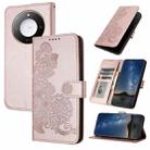 For Honor X60 / X9c Smart Datura Flower Embossed Flip Leather Phone Case(Rose Gold) - 1