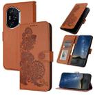 For Honor 400 Global 156.5mm Datura Flower Embossed Flip Leather Phone Case(Brown) - 1