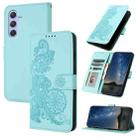 For Samsung Galaxy A55 Datura Flower Embossed Flip Leather Phone Case(Light blue) - 1