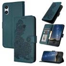 For Sony Xperia 10 VI Datura Flower Embossed Flip Leather Phone Case(Dark Green) - 1