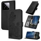 For Xiaomi 14 Datura Flower Embossed Flip Leather Phone Case(Black) - 1