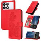 For Xiaomi Redmi K70 Datura Flower Embossed Flip Leather Phone Case(Red) - 1