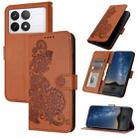 For Xiaomi Redmi K70 Datura Flower Embossed Flip Leather Phone Case(Brown) - 1