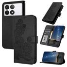 For Xiaomi Redmi K70 Datura Flower Embossed Flip Leather Phone Case(Black) - 1