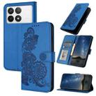 For Xiaomi Redmi K70E Datura Flower Embossed Flip Leather Phone Case(Blue) - 1