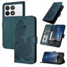 For Xiaomi Redmi K70E Datura Flower Embossed Flip Leather Phone Case(Dark Green) - 1