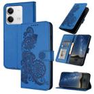 For Xiaomi Redmi Note 13 4G Datura Flower Embossed Flip Leather Phone Case(Blue) - 1