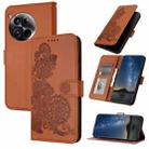 For OnePlus 12 Datura Flower Embossed Flip Leather Phone Case(Brown) - 1
