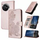 For OnePlus 12 Datura Flower Embossed Flip Leather Phone Case(Rose Gold) - 1