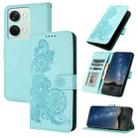 For OnePlus Ace 2V Datura Flower Embossed Flip Leather Phone Case(Light blue) - 1