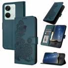 For OnePlus Ace 2V Datura Flower Embossed Flip Leather Phone Case(Dark Green) - 1