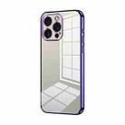 For iPhone 15 Pro Max Transparent Plating Fine Hole Phone Case(Purple) - 1