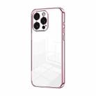 For iPhone 15 Pro Max Transparent Plating Fine Hole Phone Case(Pink) - 1