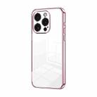 For iPhone 15 Pro Transparent Plating Fine Hole Phone Case(Pink) - 1