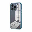 For iPhone 15 Pro Transparent Plating Fine Hole Phone Case(Blue) - 1