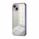 For iPhone 15 Plus Transparent Plating Fine Hole Phone Case(Purple) - 1