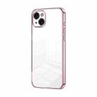 For iPhone 15 Plus Transparent Plating Fine Hole Phone Case(Pink) - 1