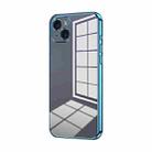 For iPhone 15 Plus Transparent Plating Fine Hole Phone Case(Blue) - 1