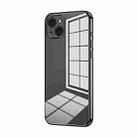 For iPhone 15 Plus Transparent Plating Fine Hole Phone Case(Black) - 1