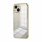 For iPhone 15 Transparent Plating Fine Hole Phone Case(Gold) - 1